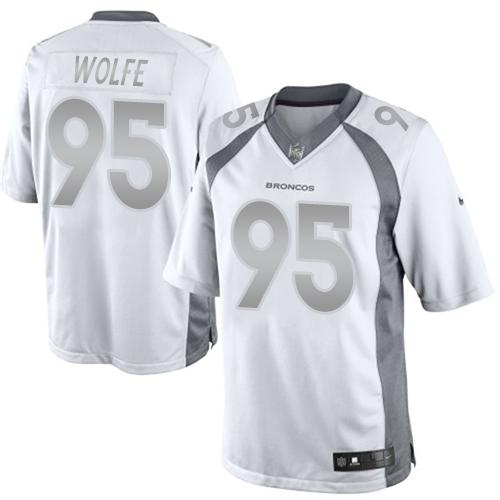 Nike Broncos #95 Derek Wolfe White Men's Stitched NFL Limited Platinum Jersey - Click Image to Close
